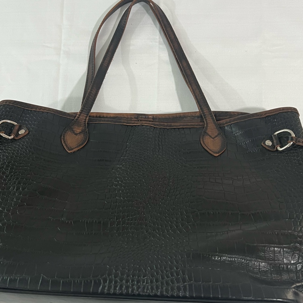 Rare Freebird By Steven Black Croco Leather Tote Bag - Picture 4 of 16